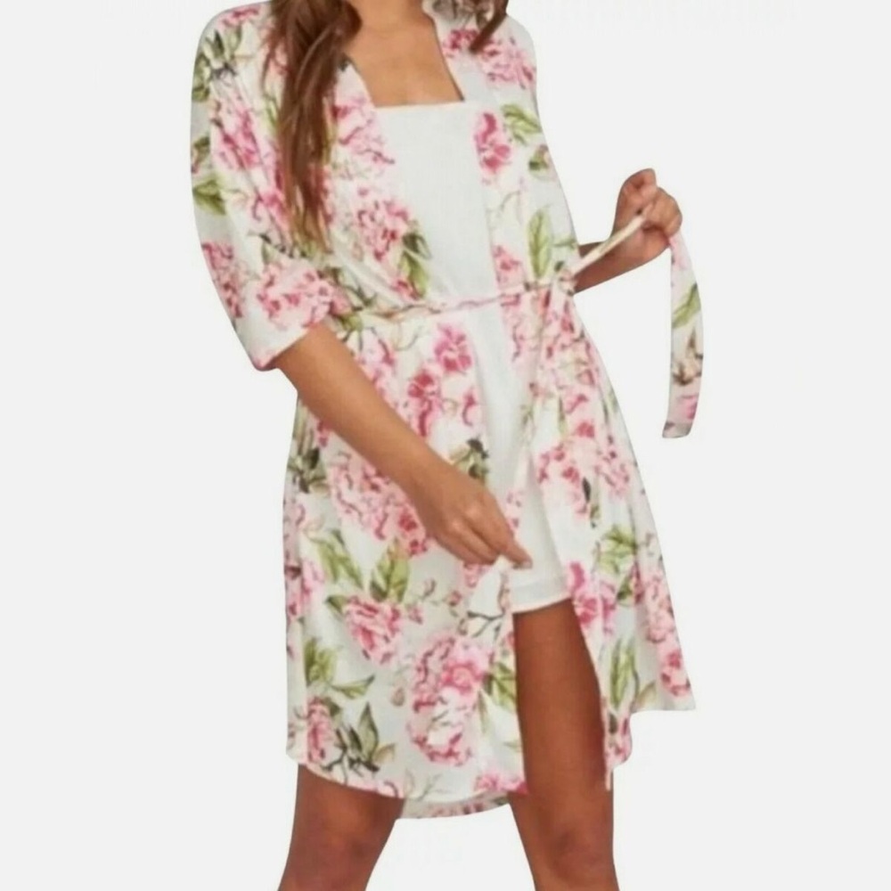 Show Me Your Mumu Womens‎ Brie Floral Short Sleeve Robe Coverup ONE SIZE